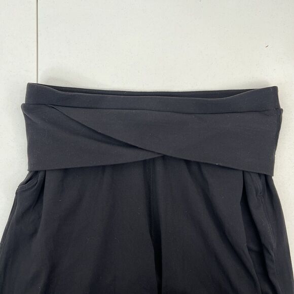 Lululemon Size 10 Pants Sun Salutation Crop Black Fold Over Waist Ruched Loose - Picture 9 of 14